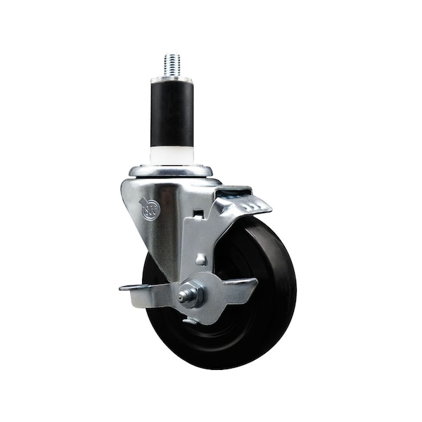 4'' SS Hard Rubber Swivel 1-3/8'' Expanding Stem Caster with Brake